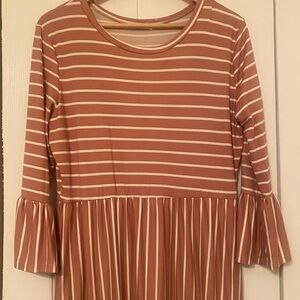 Pink and white dress from a local boutique.